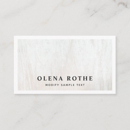 Chic White Wood Beruflich Calling Telefonnummerkarte (Vorderseite)