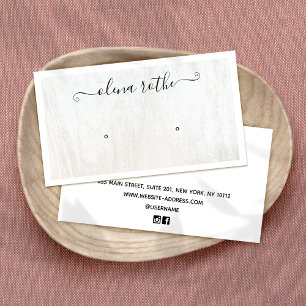 Chic White Wood Earring Display Telefonnummerkarte