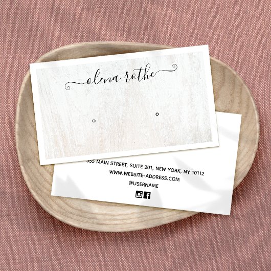 Chic White Wood Earring Display Telefonnummerkarte