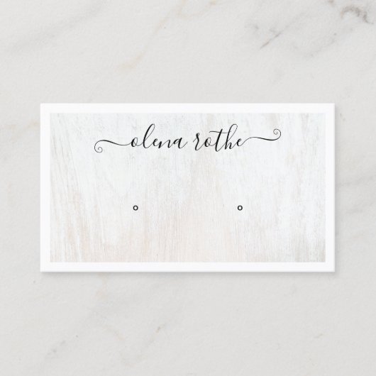 Chic White Wood Earring Display Telefonnummerkarte (Vorderseite)