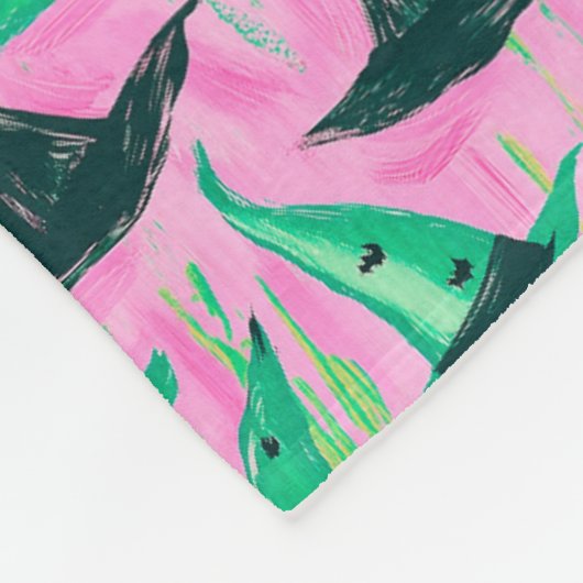 Chic Wicked Hexe Hats Grün und Schwarz Fleecedecke (Ecke)