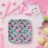 Chic Wicked Hexe Hats Grün und Schwarz Pappteller (Party)