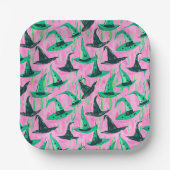 Chic Wicked Hexe Hats Grün und Schwarz Pappteller (Vorderseite)