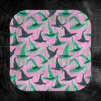 Chic Wicked Hexe Hats Grün und Schwarz Pappteller
