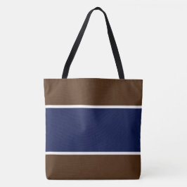 Chic Wide Navy Blue White Stripes auf Kakaobraun Tasche