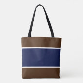 Chic Wide Navy Blue White Stripes auf Kakaobraun Tasche (Rückseite)