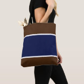 Chic Wide Navy Blue White Stripes auf Kakaobraun Tasche (Von Nahem)