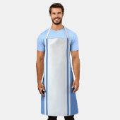 Chic Wide White Racing Stripes Light Blue Edges Schürze (Getragen)