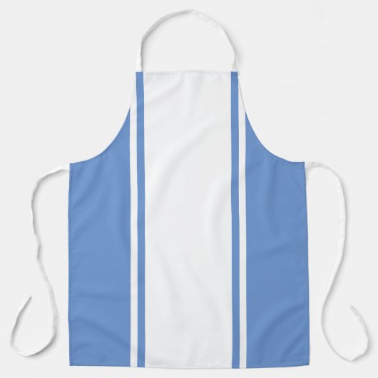 Chic Wide White Racing Stripes Light Blue Edges Schürze (Vorderseite)