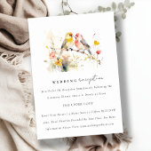 Chic Wild Botanical Love Birds Hochzeit Empfang Begleitkarte