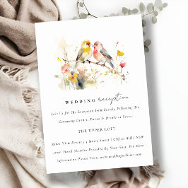 Chic Wild Botanical Love Birds Hochzeit Empfang Begleitkarte