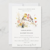 Chic Wild Botanical Love Birds Probe Dinner Einladung (Vorderseite)