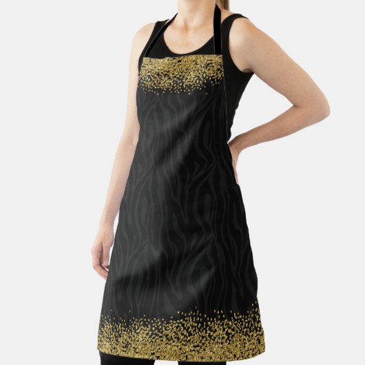 Chic Wild Zebra Muster Gold Glitzer Look Confetti Schürze (InSitu)