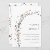 Chic Wildblume Arch Minimal Moderne Hochzeit Einladung (Vorne/Hinten)