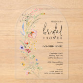 Chic Wildblume Brautparty Arch Top Acryleinladungen (Vorderseite)