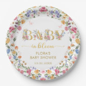 Chic Wildblume Garden Wreath Baby in Blütendusche Pappteller (Vorderseite)