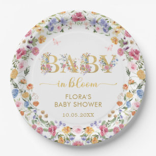 Chic Wildblume Garden Wreath Baby in Blütendusche Pappteller