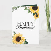 Chic Wildblume Gelbe Sonnenblume Happy Birthday Karte (Vorderseite)