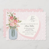 Chic Wildblume Mason Jar Blush Brautparty Einladung (Vorne/Hinten)