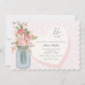 Chic Wildblume Mason Jar Blush Brautparty Einladung (Vorderseite)