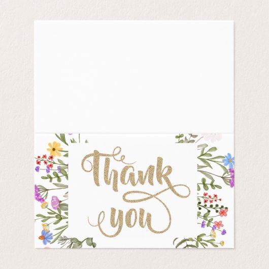 Chic Wildblume Meadow Glittery Visitenkarten (Außenseite Aufgefaltet)