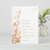 Chic Wildblume Pilz Herbst Botanische Hochzeit Einladung (Stehend Vorderseite)