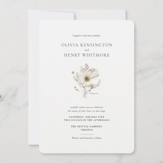 Chic Wildblume Rounded Corner Style Wedding Einladung (Vorderseite)