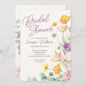 Chic Wildblume Script-Brautparty Einladung (Vorne/Hinten)