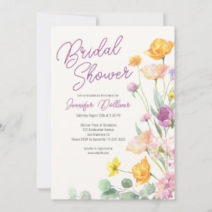 Chic Wildblume Script-Brautparty Einladung