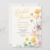 Chic Wildblume Script-Brautparty Einladung (Vorderseite)