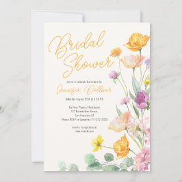 Chic Wildblume Script-Brautparty Einladung