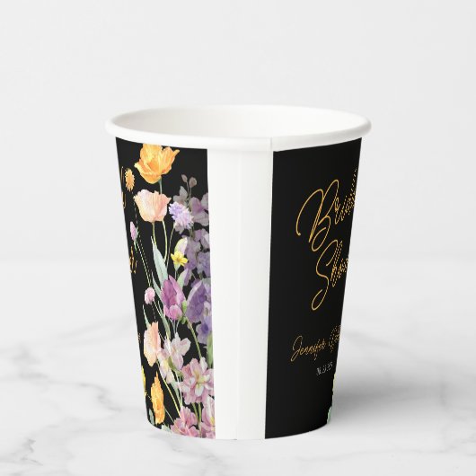 Chic Wildblume Script-Brautparty Pappbecher (Rechts)