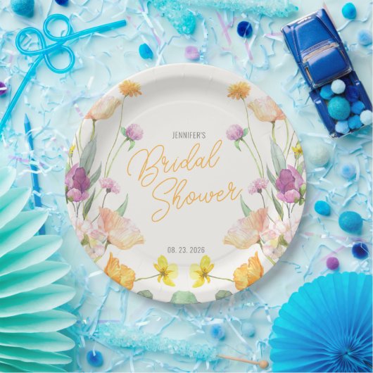 Chic Wildblume Script-Brautparty Pappteller (Party)