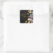 Chic Wildblume Script-Brautparty Quadratischer Aufkleber (Tasche)