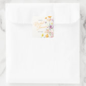 Chic Wildblume Script-Brautparty Quadratischer Aufkleber (Tasche)