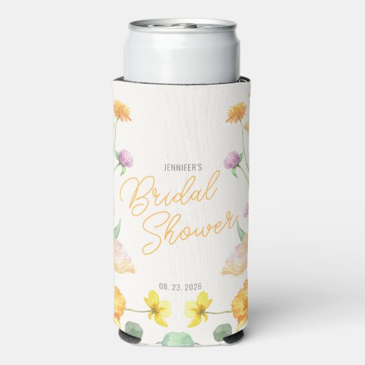 Chic Wildblume Script-Brautparty Selters Dosenkühler (Seltzer Rückseite)