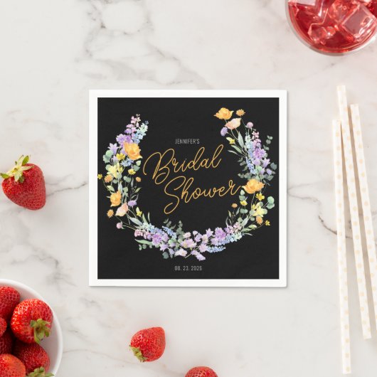 Chic Wildblume Script-Brautparty Serviette (Beispiel)