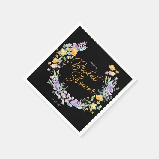 Chic Wildblume Script-Brautparty Serviette (Ecke)
