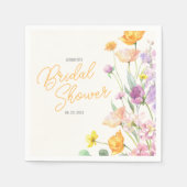 Chic Wildblume Script-Brautparty Serviette (Vorderseite)