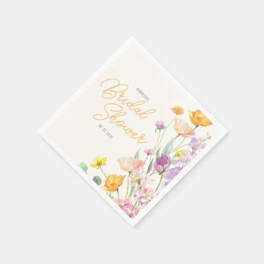 Chic Wildblume Script-Brautparty Serviette (Ecke)