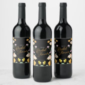 Chic Wildblume Script-Brautparty Weinetikett (Flaschen)