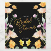 Chic Wildblume Script-Brautparty Weinetikett (Einzelnes Label)