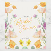 Chic Wildblume Script-Brautparty Weinetikett (Einzelnes Label)
