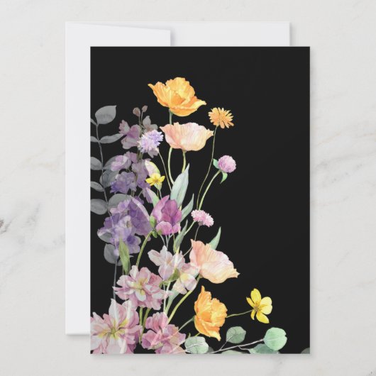 Chic Wildblume Script Bridal Brunch Einladung (Rückseite)