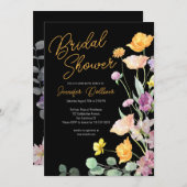 Chic Wildblume Script Bridal Dusche Einladung (Vorne/Hinten)