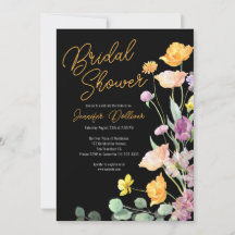 Chic Wildblume Script Bridal Dusche Einladung