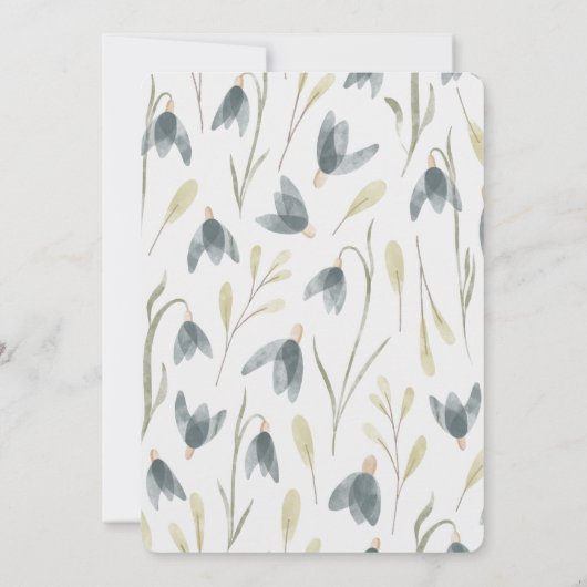 Chic Wildblume Snowdroping Wedding Einladung (Rückseite)