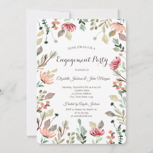 Chic Wildblume Verlobung Einladung (Vorderseite)