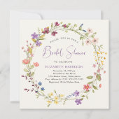 Chic Wildblume Watercolor Creme Brautparty Einladung (Vorderseite)