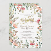 Chic Wildblume Wedding Einladung (Vorne/Hinten)
